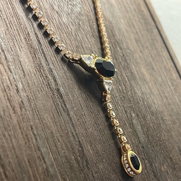 MONET | Gold-Plated Onyx & Crystal Necklace - Picture 7 of 14